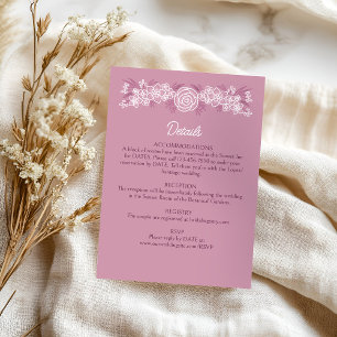 Floral Dusty Rose Blush Burgundy Wedding Details Enclosure Card