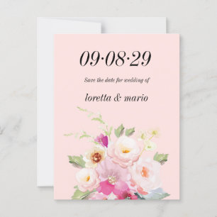 Floral Dusty Rose Save the date Invitation Postcard