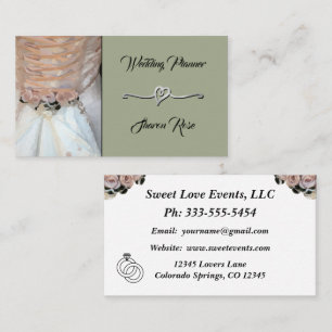 Floral Dusty Sage Wedding Planner Business Card