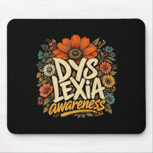 Floral dyslexia awareness specialist mouse pad