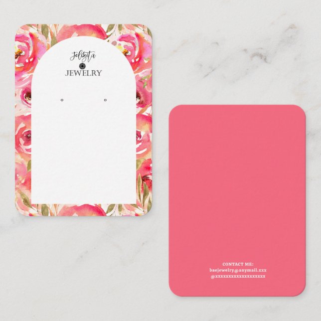 Floral Earring Display Holder Card (Front/Back)