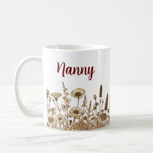 Floral Earth Tones NANNY PERSONALIZE Design Mug