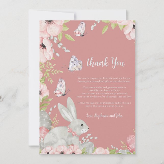 Floral Easter Baby Shower Thank You Card (Front)