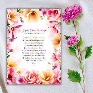 Floral Easter Blessings For Daughter Easter Prayer Holiday Card