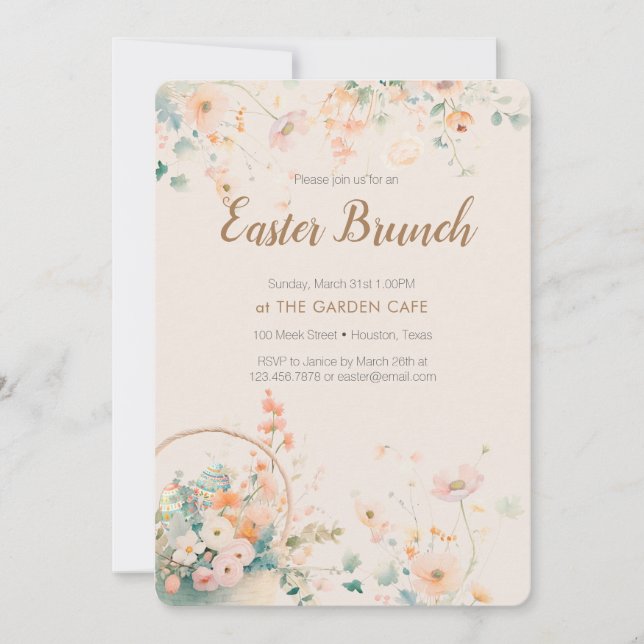 Floral Easter Brunch Party  Invitation (Front)