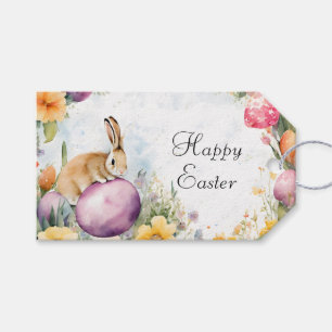Floral Easter Bunny & Eggs Gift Tag