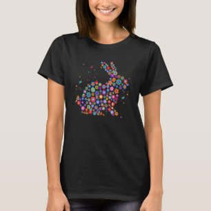 Floral-Easter Bunny Girls Women Spring Flowers Rab T-Shirt