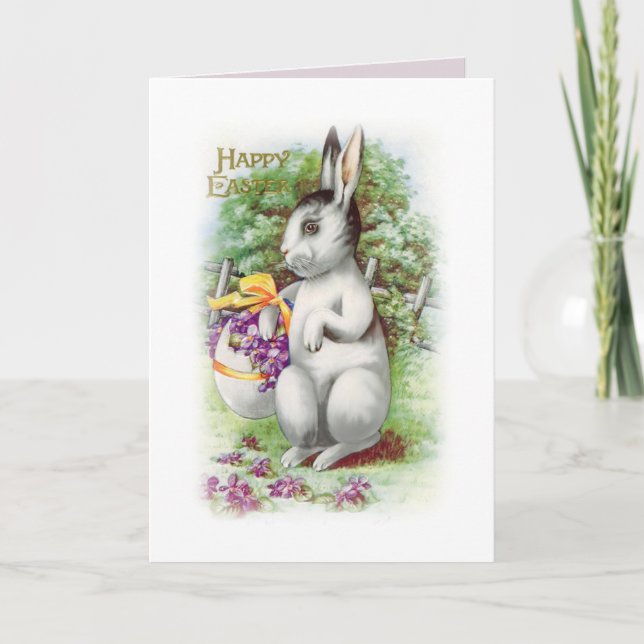 Floral Easter Bunny Holiday Card (Front)