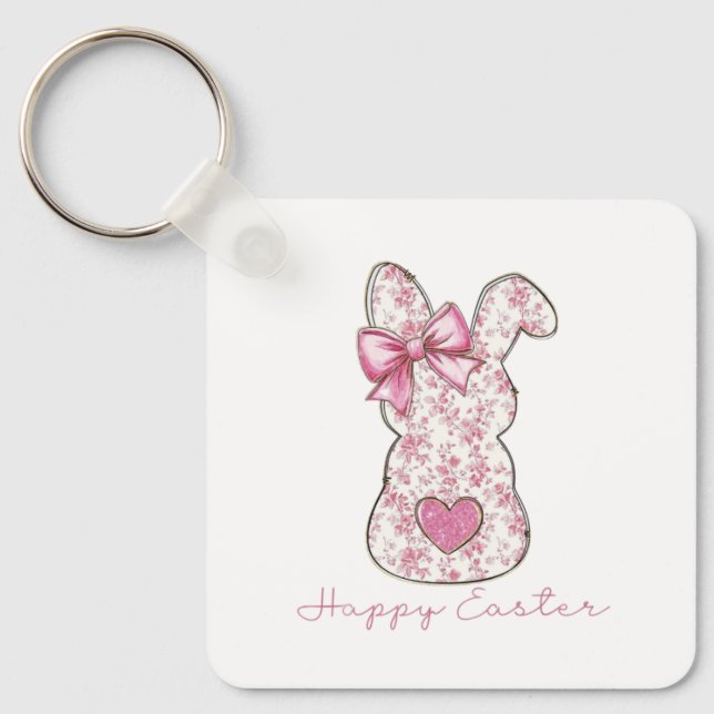 Floral Easter Bunny Keychain (Front)