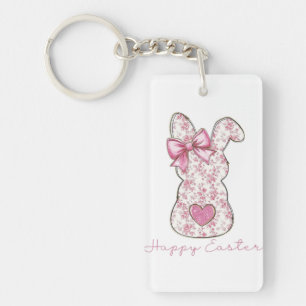 Floral Easter Bunny Keychain