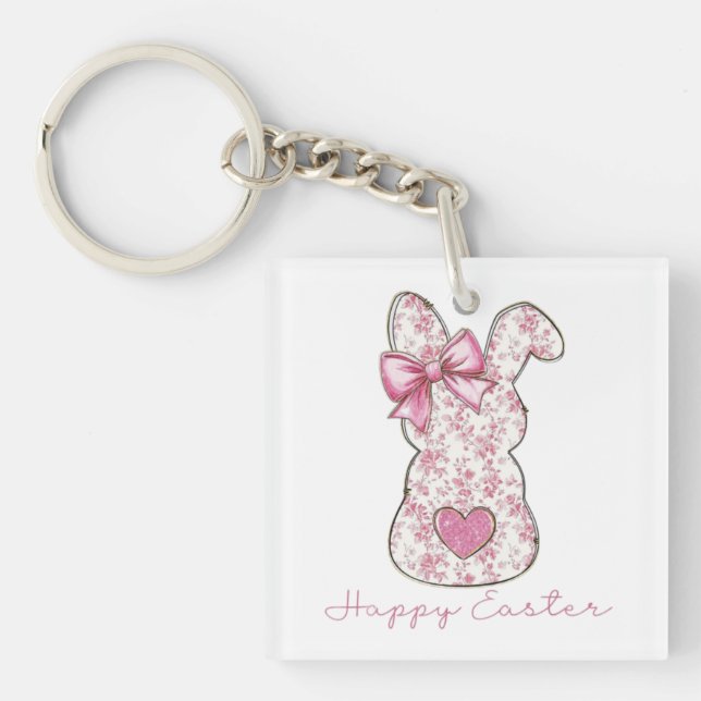 Floral Easter Bunny Keychain (Front)