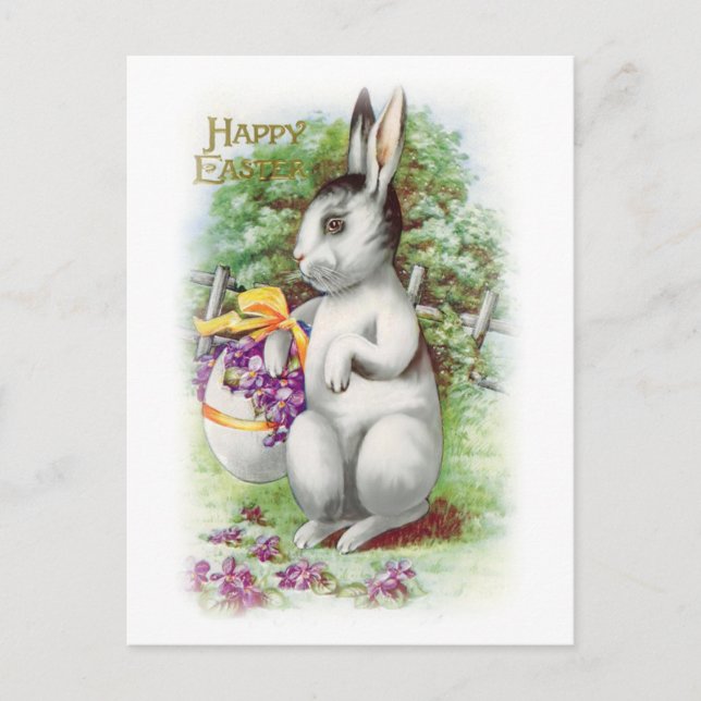 Floral Easter Bunny Postcard (Front)