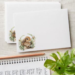 Floral Easter Bunny Watercolor Spring Rabbit Envelope