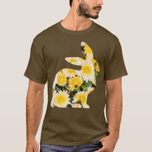 Floral Easter Bunny Women Spring Flowers Rabbit Si T-Shirt