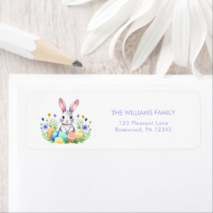 Floral Easter Egg Bunny Return Address