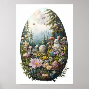 Floral Easter Egg Bunny Wall Art