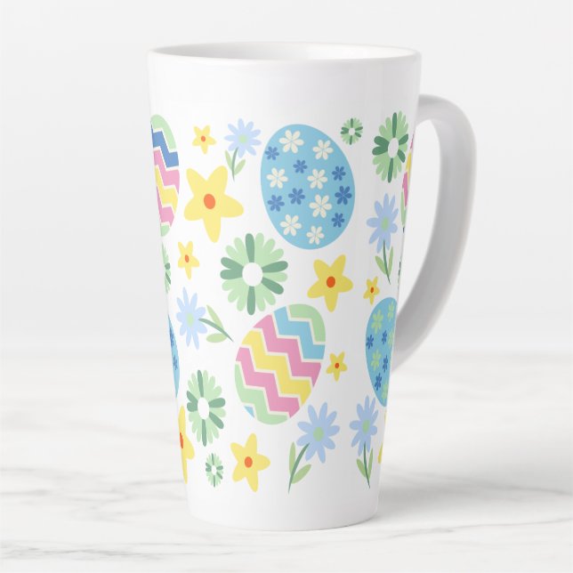Floral Easter Egg Latte Mug (Right Angle)