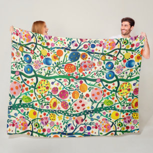 Floral Easter Egg Plant Fleece Blanket