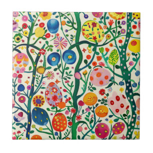 Floral Easter Egg Plant Tile