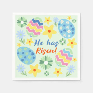 Floral Easter He Has Risen Napkin