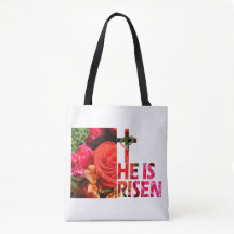 Floral Easter "He Is Risen" Tote Bag