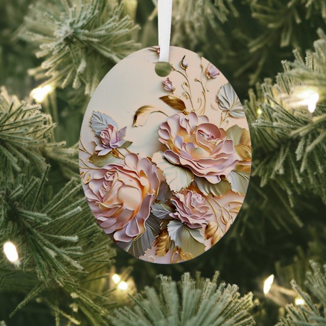 Floral Easter Painting Metal Ornament (Insitu)