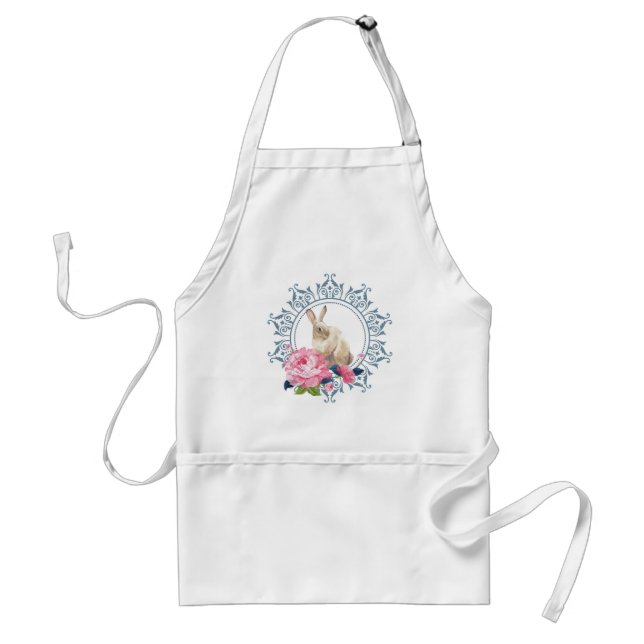 Floral Easter Rabbit Standard Apron (Front)