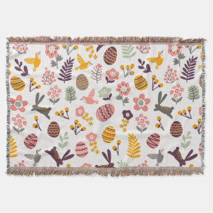 Floral Easter Spring Pattern Throw Blanket