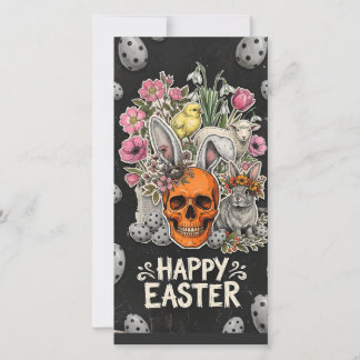 Floral EasterbCollage On Dark Background Holiday Card