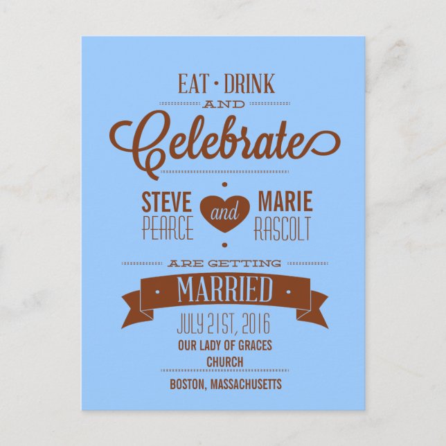 Floral Eat, Drink and Celebrate Save the Date Card (Front)