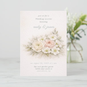 Floral Editorial Bouquet Wedding Shower Invitation