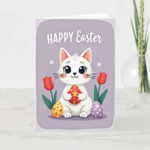 Floral Egg Feline Easter Card
