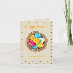 Floral egg nest happy easter holiday card