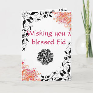 Floral Eid Mubarak Card with Eid Poem Inside