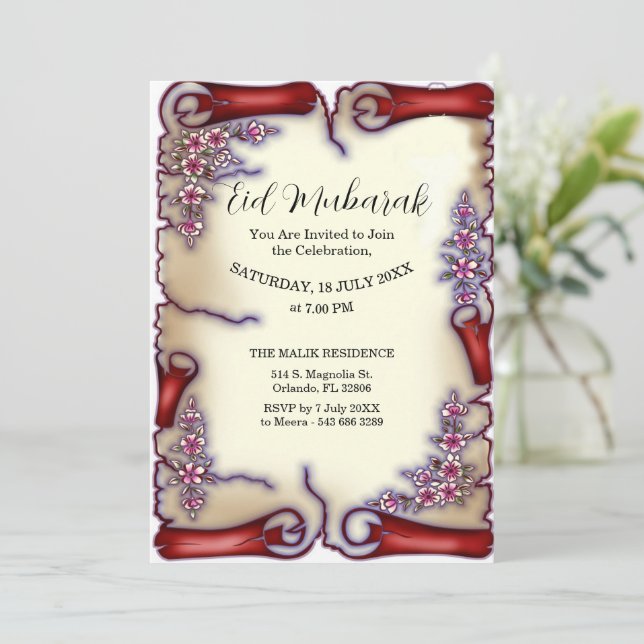 Floral Eid Mubarak Invitation (Debout devant)