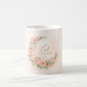 Floral Eid Mubarak Mug – Blush Pink Islamic Gift f