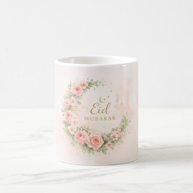 Floral Eid Mubarak Mug – Blush Pink Islamic Gift f (Centre)