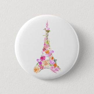 Floral eiffel tower 2 inch round button