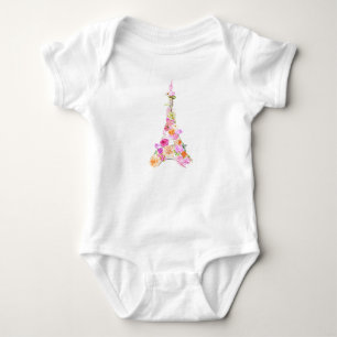 Floral eiffel tower baby bodysuit