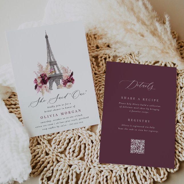 Floral Eiffel Tower Bridal Shower Invitation (Creator Uploaded)