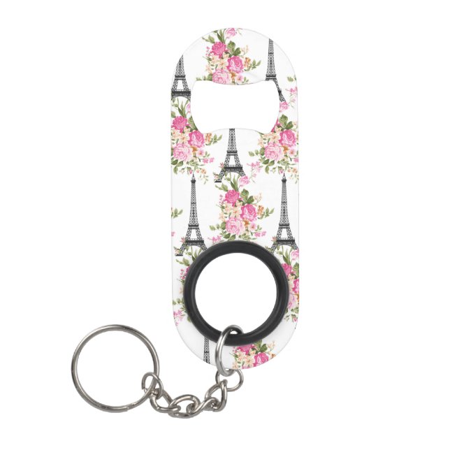 Floral Eiffel Tower Keychain Bottle Opener (Front)