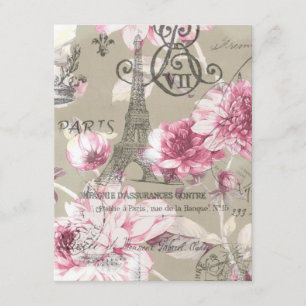 floral eiffel tower Paris birthday party Invitation
