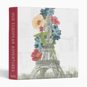 Floral Eiffel Tower Paris, France Binder