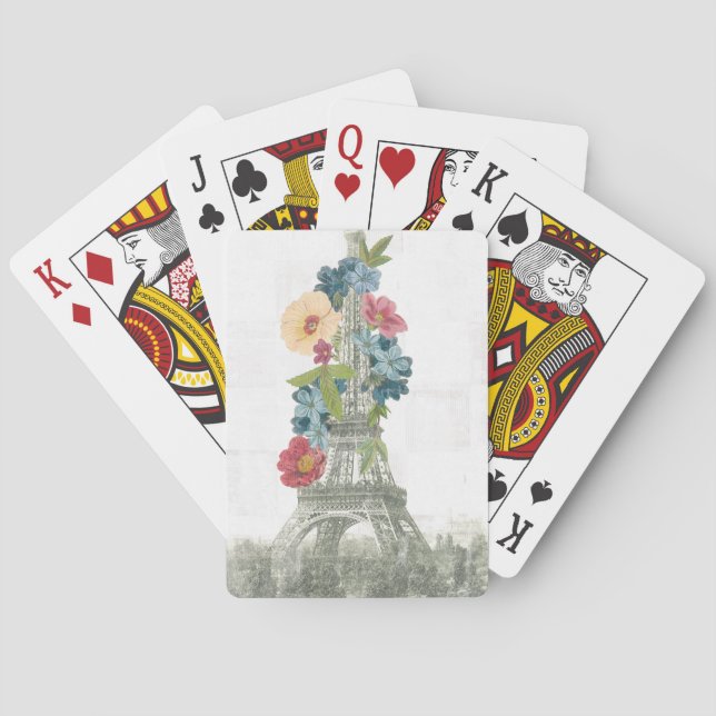 Floral Eiffel Tower | Paris, France Playing Cards (Back)