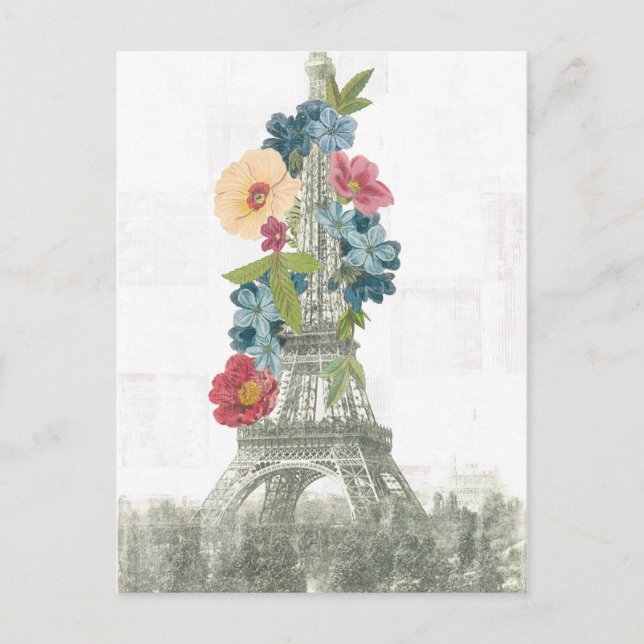 Floral Eiffel Tower | Paris, France Postcard (Front)