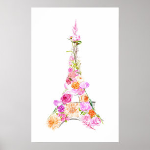 Floral eiffel tower poster
