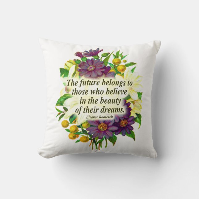 Floral Eleanor Roosevelt Citation Lancer Oreiller (Recto)