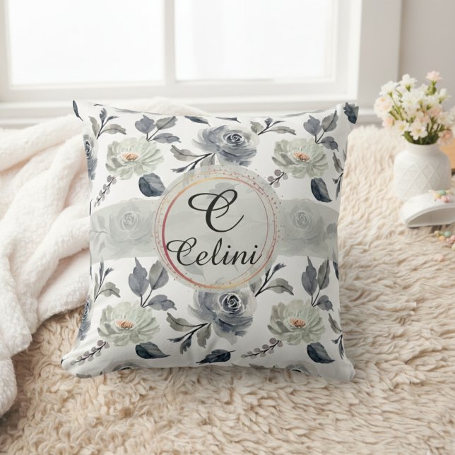 Floral Elegance: A Stunning Watercolor Pattern  Throw Pillow (Personalized Floral Watercolor Throw Pillow with Elegant Seamless Pattern)