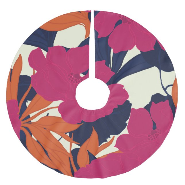 Floral elegance: abstract pattern brushed polyester tree skirt (Front)