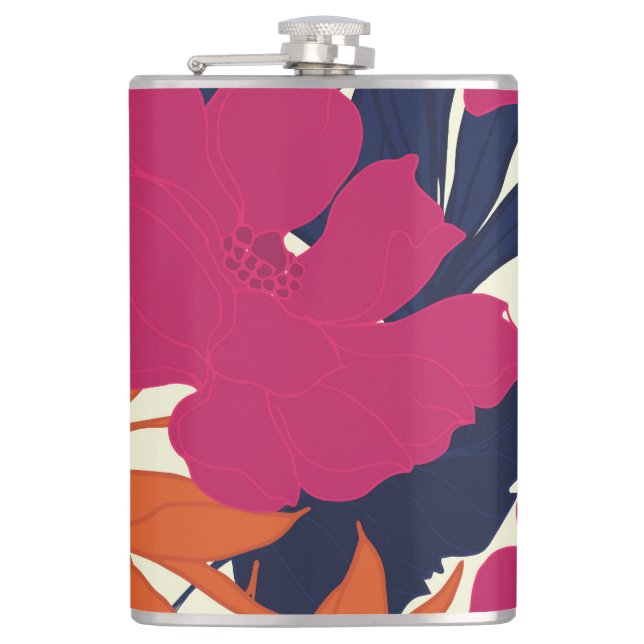 Floral elegance: abstract pattern hip flask (Front)